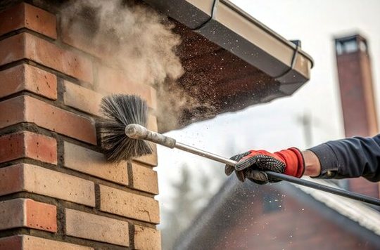 Chimney face dusted ahead of pointing work
