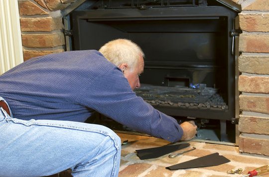 Gas log set out for service