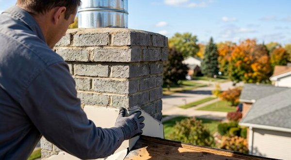 Stainless liner standing at a chimney during chase work